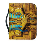 Golden Egyptian Pharaoh Print Leather Bible Cover