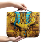 Golden Egyptian Pharaoh Print Leather Bible Cover
