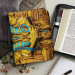 Golden Egyptian Pharaoh Print Leather Bible Cover