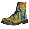 Golden Egyptian Pharaoh Print Lace-Up Boots
