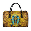 Golden Egyptian Pharaoh Print Leather Duffel Bag