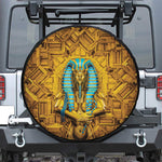 Golden Egyptian Pharaoh Print Leather Spare Tire Cover