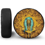 Golden Egyptian Pharaoh Print Leather Spare Tire Cover