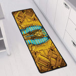 Golden Egyptian Pharaoh Print Long Kitchen Mat