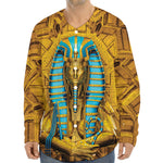 Golden Egyptian Pharaoh Print Long Sleeve Baseball Jersey