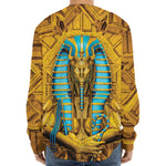 Golden Egyptian Pharaoh Print Long Sleeve Baseball Jersey