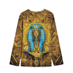 Golden Egyptian Pharaoh Print Long Sleeve Short Coat