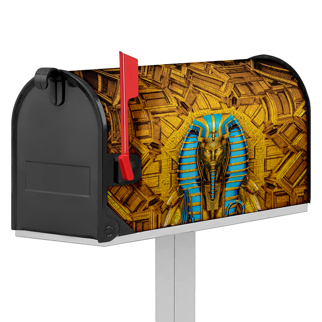 Golden Egyptian Pharaoh Print Mailbox Cover