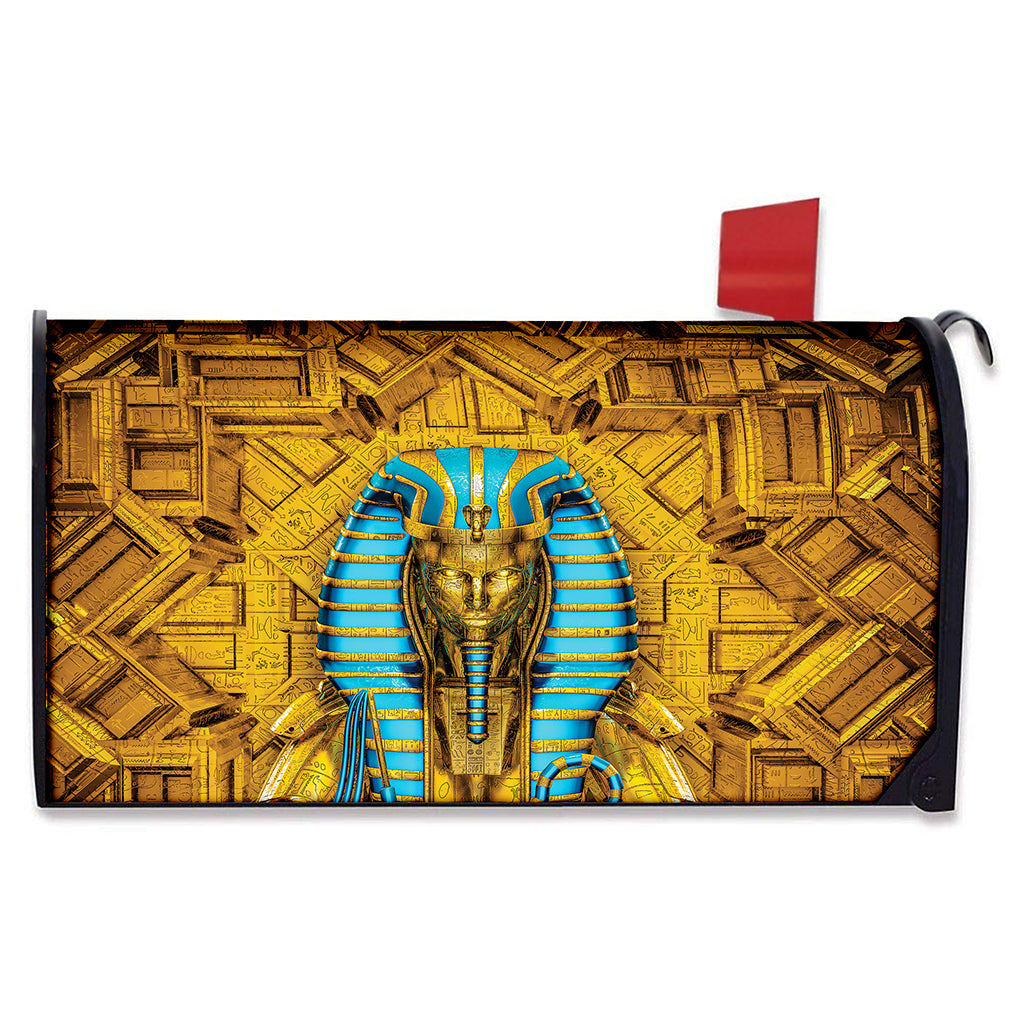 Golden Egyptian Pharaoh Print Mailbox Cover