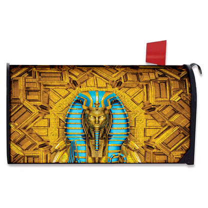 Golden Egyptian Pharaoh Print Mailbox Cover