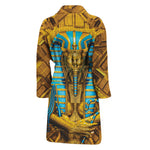 Golden Egyptian Pharaoh Print Men's Bathrobe