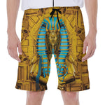 Golden Egyptian Pharaoh Print Men's Beach Shorts