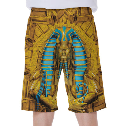 Golden Egyptian Pharaoh Print Men's Beach Shorts
