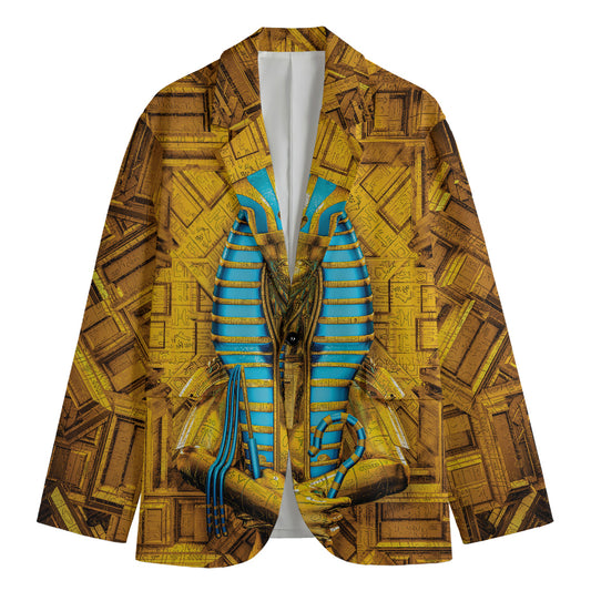 Golden Egyptian Pharaoh Print Men's Blazer