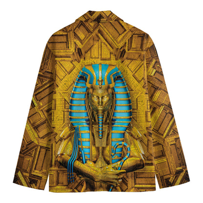 Golden Egyptian Pharaoh Print Men's Blazer