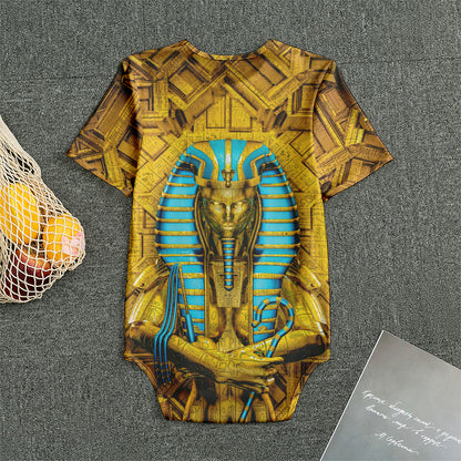 Golden Egyptian Pharaoh Print Men's Bodysuit
