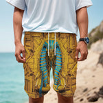 Golden Egyptian Pharaoh Print Men's Cargo Shorts