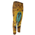 Golden Egyptian Pharaoh Print Men's Compression Pants