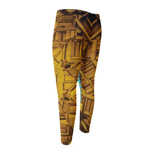 Golden Egyptian Pharaoh Print Men's Compression Pants