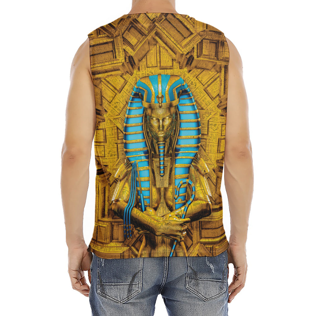 Golden Egyptian Pharaoh Print Men's Fitness Tank Top