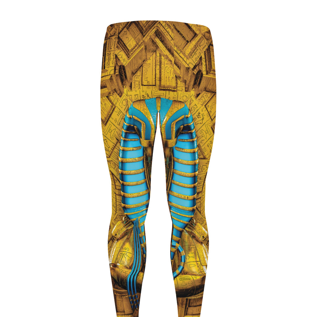 Golden Egyptian Pharaoh Print Men's leggings