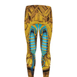 Golden Egyptian Pharaoh Print Men's leggings
