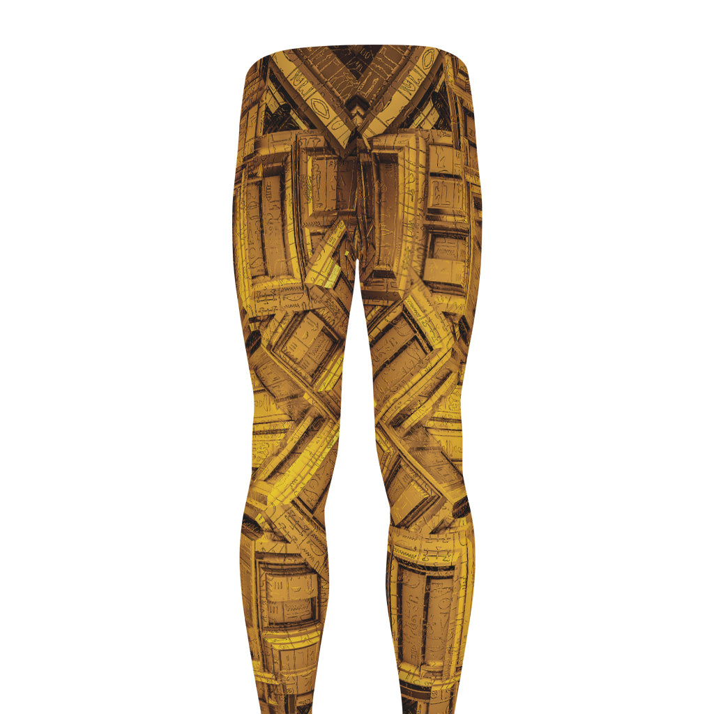 Golden Egyptian Pharaoh Print Men's leggings