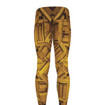 Golden Egyptian Pharaoh Print Men's leggings