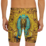 Golden Egyptian Pharaoh Print Men's Long Boxer Briefs