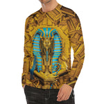 Golden Egyptian Pharaoh Print Men's Long Sleeve Rash Guard
