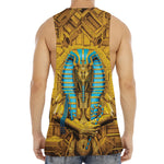 Golden Egyptian Pharaoh Print Men's Muscle Tank Top