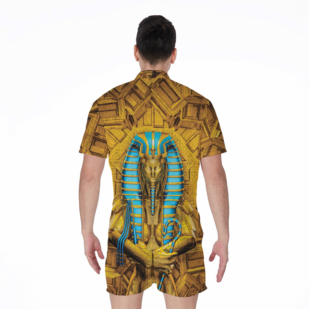 Golden Egyptian Pharaoh Print Men's Rompers