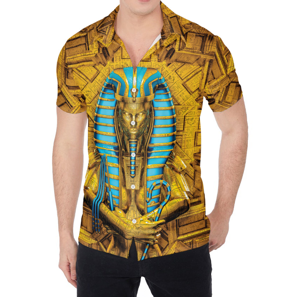 Golden Egyptian Pharaoh Print Men's Shirt