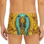 Golden Egyptian Pharaoh Print Men's Short Boxer Briefs