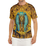 Golden Egyptian Pharaoh Print Men's Short Sleeve Rash Guard