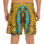 Golden Egyptian Pharaoh Print Men's Split Running Shorts