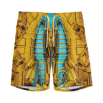 Golden Egyptian Pharaoh Print Men's Sports Shorts