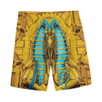 Golden Egyptian Pharaoh Print Men's Sports Shorts