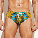 Golden Egyptian Pharaoh Print Men's Swim Briefs