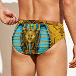 Golden Egyptian Pharaoh Print Men's Swim Briefs