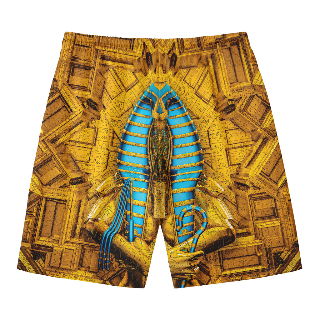 Golden Egyptian Pharaoh Print Men's Swim Trunks