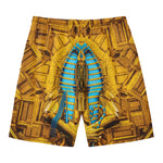 Golden Egyptian Pharaoh Print Men's Swim Trunks