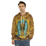 Golden Egyptian Pharaoh Print Men's Velvet Pullover Hoodie