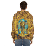 Golden Egyptian Pharaoh Print Men's Velvet Pullover Hoodie