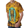 Golden Egyptian Pharaoh Print Men's Velvet T-Shirt
