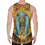 Golden Egyptian Pharaoh Print Men's Velvet Tank Top