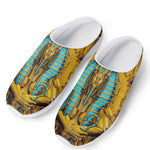Golden Egyptian Pharaoh Print Mesh Casual Shoes