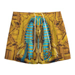Golden Egyptian Pharaoh Print Mesh Shorts
