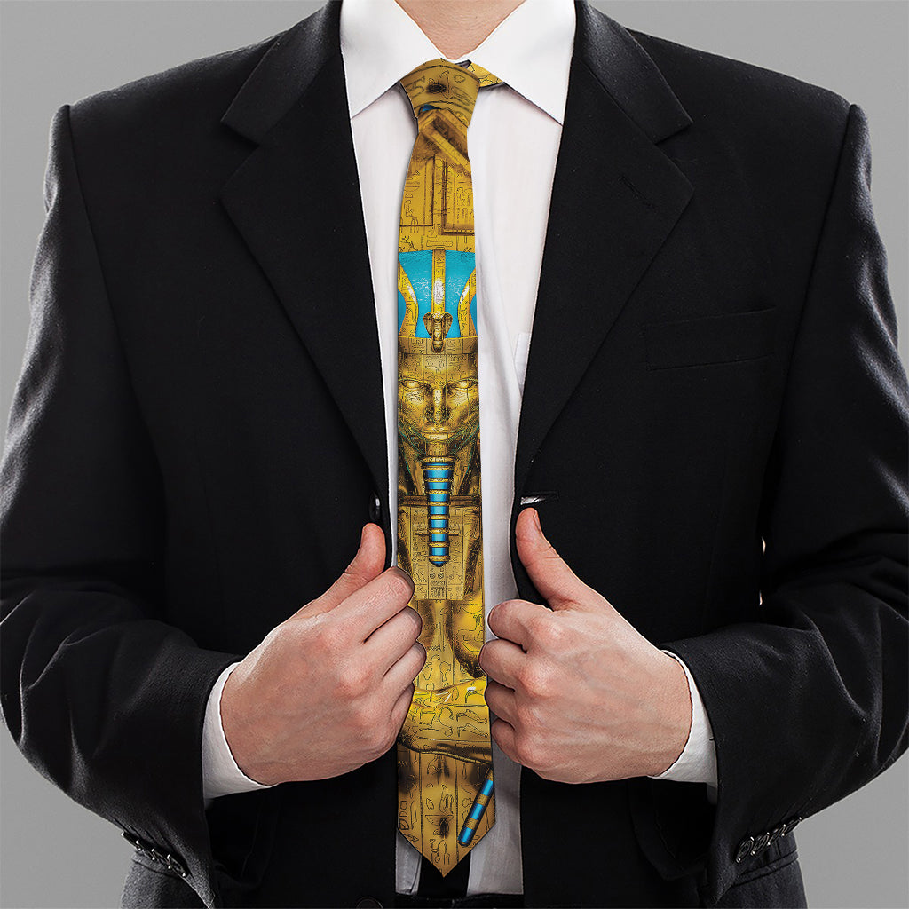 Golden Egyptian Pharaoh Print Necktie