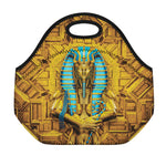 Golden Egyptian Pharaoh Print Neoprene Lunch Bag